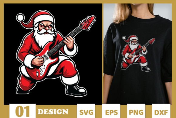 Funny Santa Playing Guitar Rock SVG Review