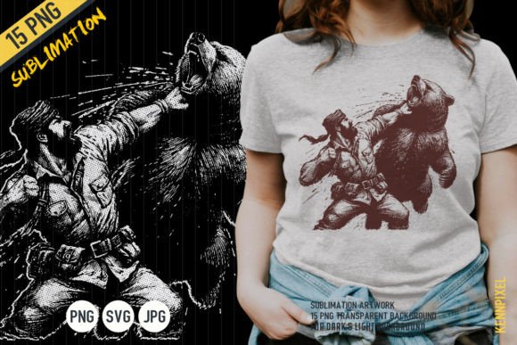 Review: Funny Man Punching Bear Hunting Camping Design
