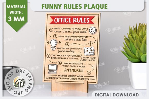 Review: Funny Office Rules Plaque Laser Cut for Embroidery
